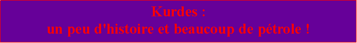 Zone de Texte: Kurdes : un peu d'histoire et beaucoup de pétrole !
